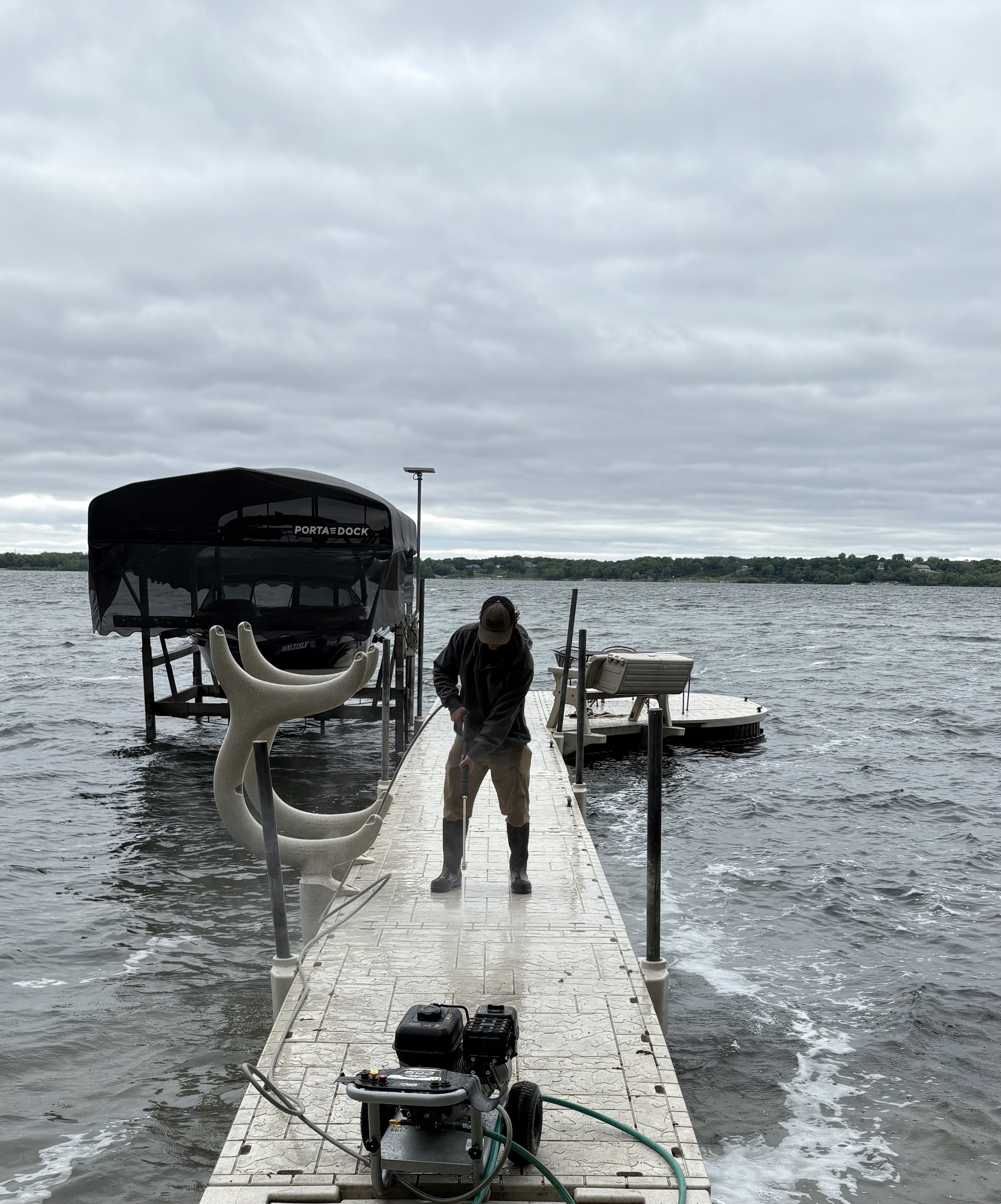 Dock cleaning in progress